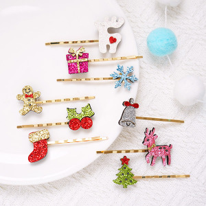 聖誕閃亮一字髮夾 3件組