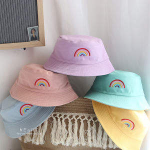 (出清不退換)糖果色彩虹刺繡雙面可戴漁夫帽