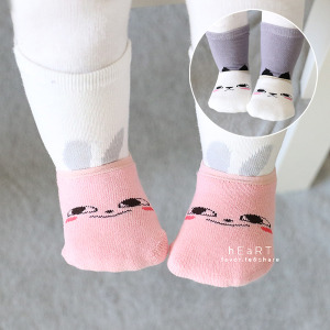 (出清不退換)微笑貓咪兔子雙層長襪+短襪2件組