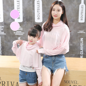 涼感夏日冰絲雪紡防曬荷葉長袖親子裝