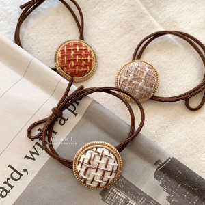 小香風鈕扣優雅復古髮圈