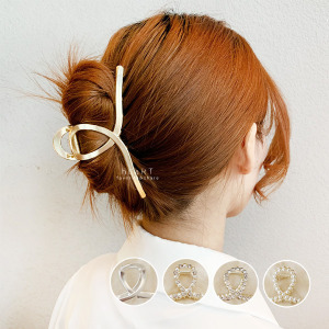 歐風金屬珍珠水鑽爪夾