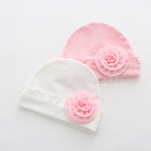 (出清不退換)木耳邊紗花棉感嬰兒帽