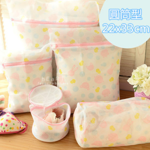 居家生活印花洗衣網 圓筒型22x33cm