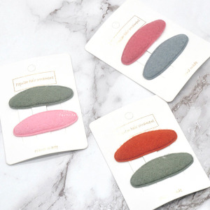 毛氈灰色系髮夾 2入組