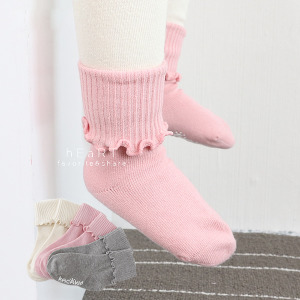(出清不退換)甜美翻摺花邊防滑襪短筒襪