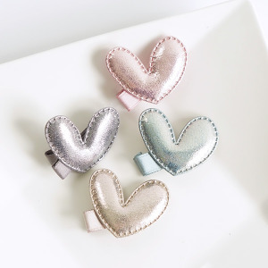 亮面愛心布藝立體髮夾