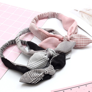 經典拚色格子蝴蝶結髮帶