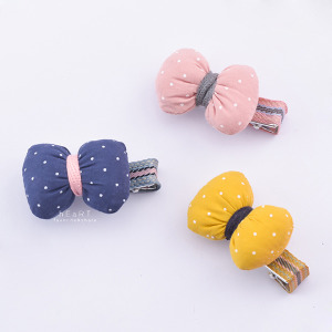 布藝點點蝴蝶結髮夾 不挑色