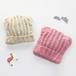 (出清不退換)麻花針織熊耳毛線保暖童帽