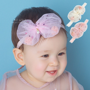 夢幻透視蝴蝶結紗球髮帶