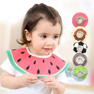 (出清不退換)可愛水果球類圓圈四層防水圍兜