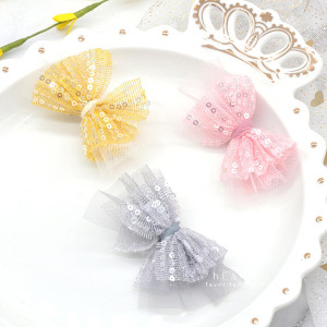 韓版網紗閃亮蝴蝶結髮夾