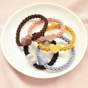 愛心彈性麻花編織髮圈