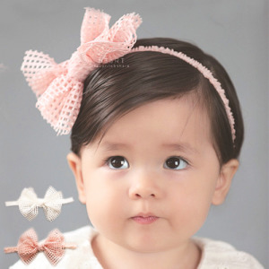 鏤空網格蝴蝶結髮帶