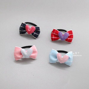 亮面愛心蝴蝶結髮圈 2個入