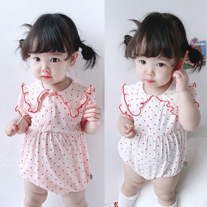 (出清不退換)花邊點點三角包屁衣