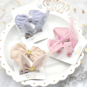 蝴蝶結兔耳朵髮夾 2入組