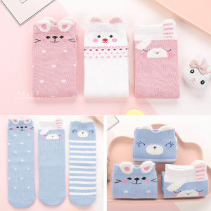 (出清不退換)精梳棉可愛動物緹花長筒襪 三雙組