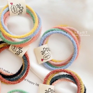 可愛糖果系毛絨絨髮圈 5入組