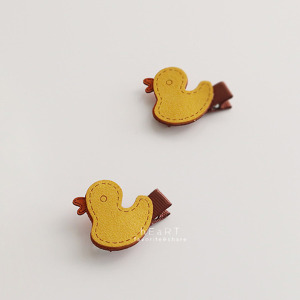 黃色小鴨麂皮鴨嘴髮夾