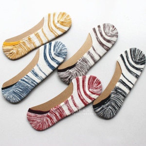 (出清不退換)男士彩色竹節紗後跟止滑隱形船襪