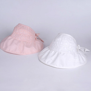 (出清不退換)透氣寬簷遮蝴蝶結綁帶陽帽