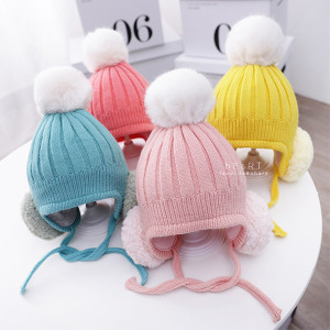 (出清不退換)微笑毛絨保暖護耳針織帽