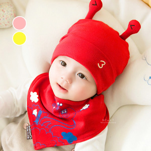 (出清不退換)蝸牛造型寶寶嬰兒帽+口水巾2件組