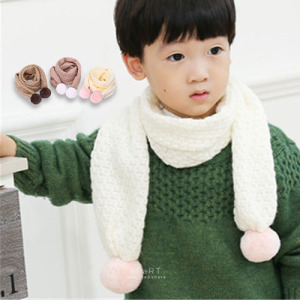(出清不退換)兒童毛線球保暖針織圍巾