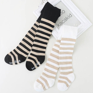 (出清不退換)百搭金絲條紋止滑襪底包腳褲襪