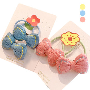 韓系蝴蝶結造型髮圈 2入組