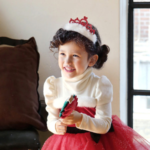 聖誕閃亮皇冠絨毛造型髮箍