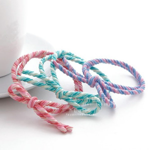 拼色斜紋雙層綁結彈力髮圈 2入組