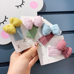 立體布藝撞色蝴蝶結髮夾