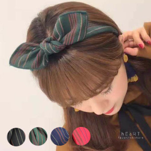 沉穩色系條紋綁結髮帶