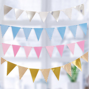 (出清不退換)燙金生日派對裝飾彩旗