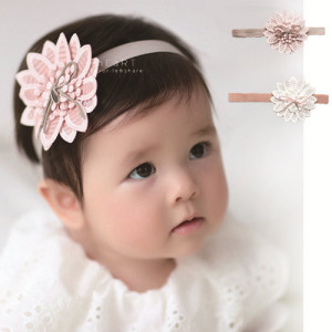 多層刺繡花朵髮帶