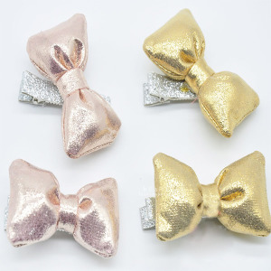 閃閃亮粉蝴蝶結髮夾