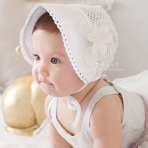 (出清不退換)洞洞綴花蕾絲綁帶遮陽帽