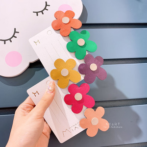 甜美皮革感大花朵BB髮夾