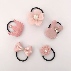 可愛布藝立體髮圈 5入組