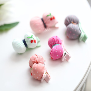 小櫻桃點點布藝立體髮夾