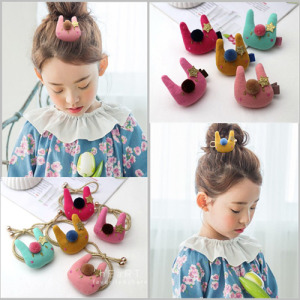 布藝小兔毛線球髮夾