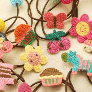 可愛布藝編織球球髮圈