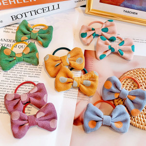 復古斑點蝴蝶結髮圈 2入組