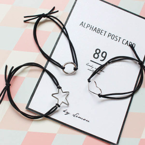 鏤空金屬五角星愛心幾何髮圈