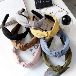 素色寬邊布藝打結髮箍