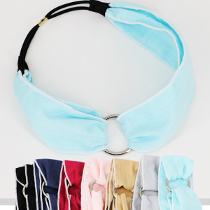 金屬圈布藝純色髮帶