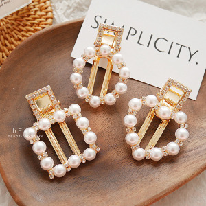 氣質少女珍珠幾何造型髮夾